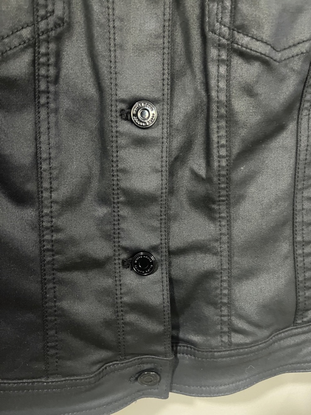 White House Black Market Black Faux Leather Trucker Jacket - Picture 6 of 10